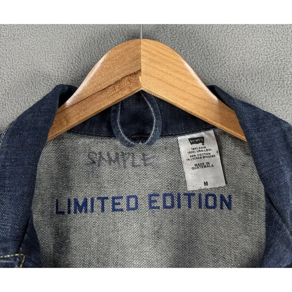 Levis Blazer Jacket Medium Blue Denim Sample Limited Edition Star Button Vintage